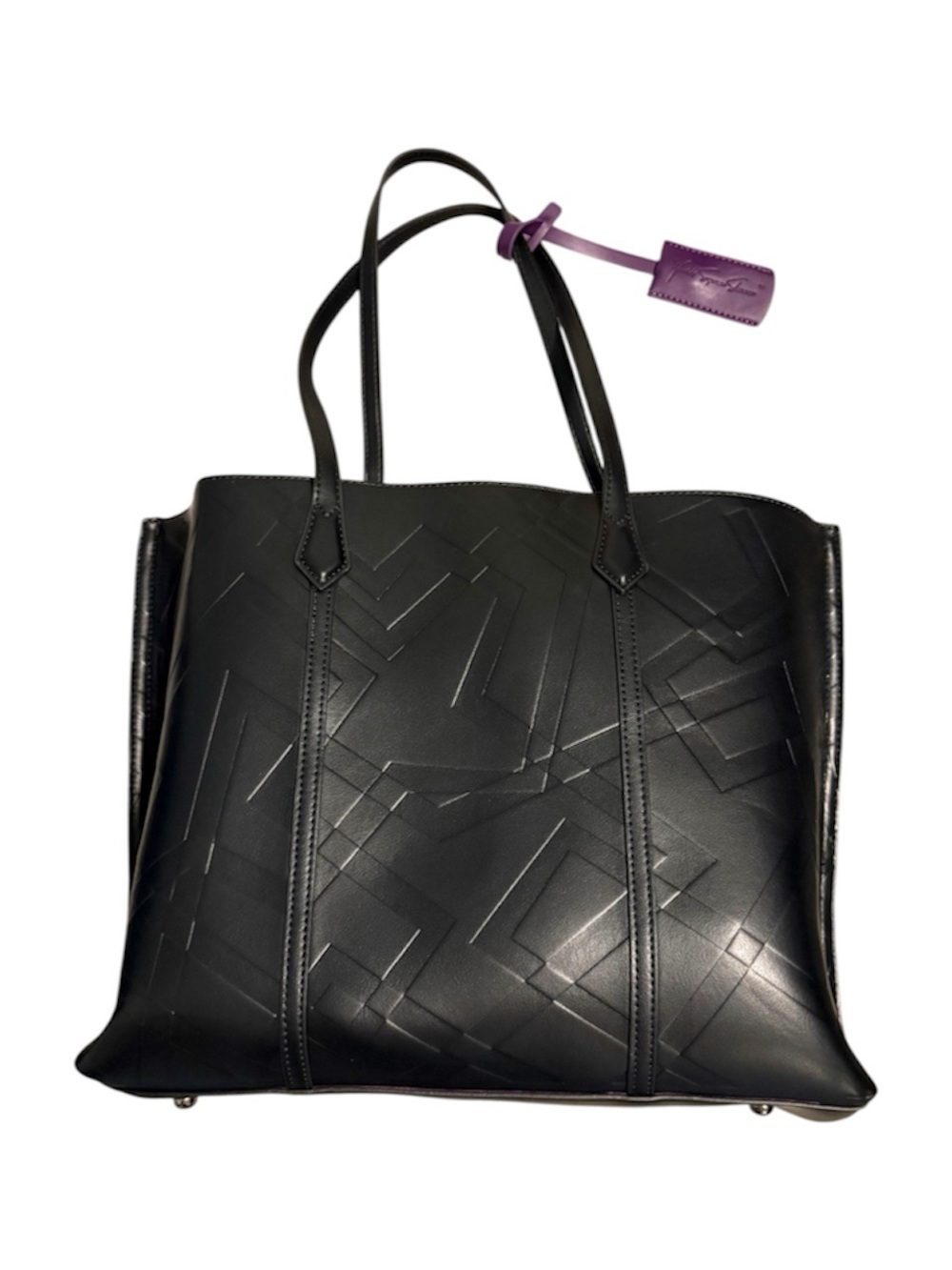 Influence Black & purple embossed tote purse bag